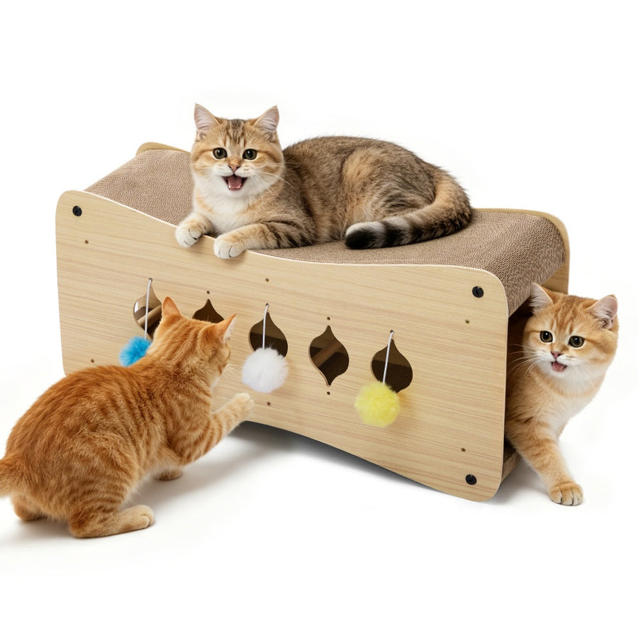 Coziwow 26.4"L Wooden Cat Scratcher Tunnel