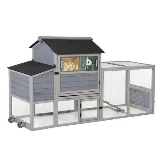 Coziwow 82"L Outdoor Chicken Coop on Wheels - Gray