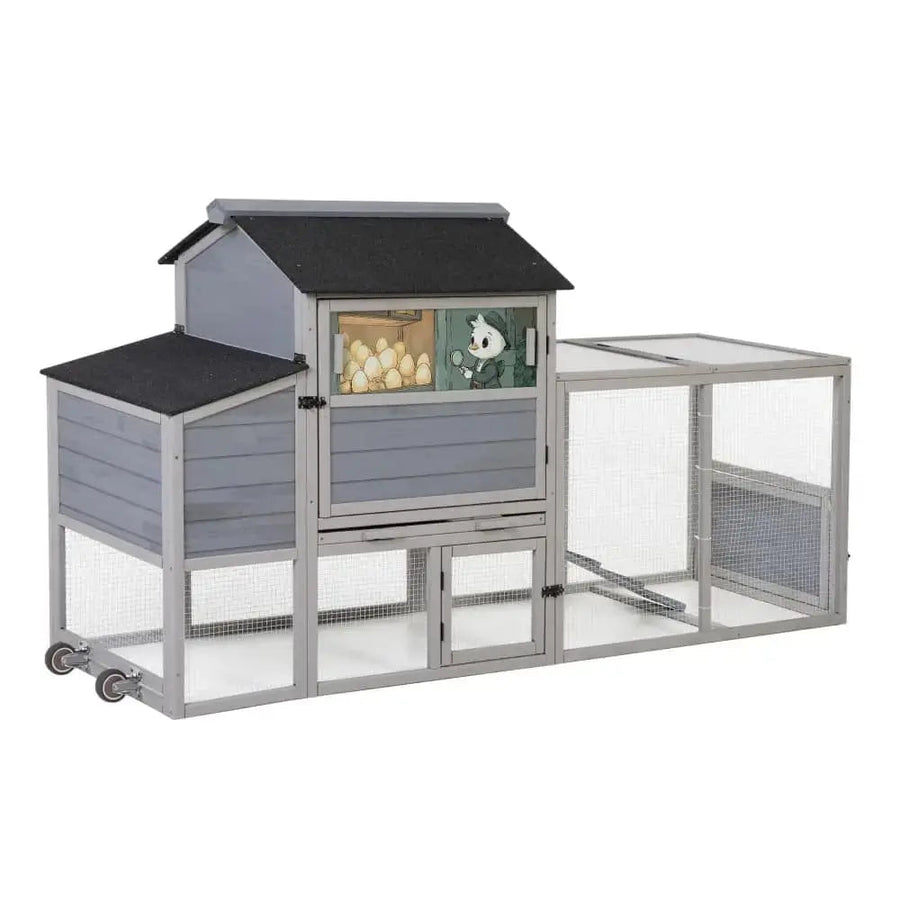 Coziwow 82"L Outdoor Chicken Coop on Wheels - Gray