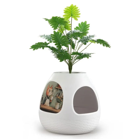Coziwow Copod8 Heated Cat Bed 4-in-1 Warming Pet Cave House - White / Basic Set