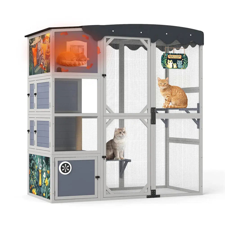 Coziwow 69"L 4-Tier Insulated Outdoor Cat Catio