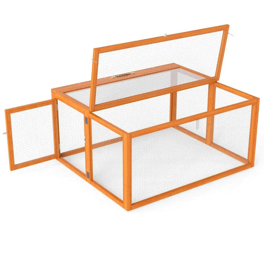 Coziwow 43″L Foldable Wooden Rabbit Cage - Orange