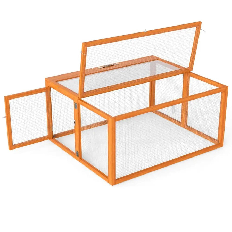 Coziwow 43″L Foldable Wooden Rabbit Cage - Orange