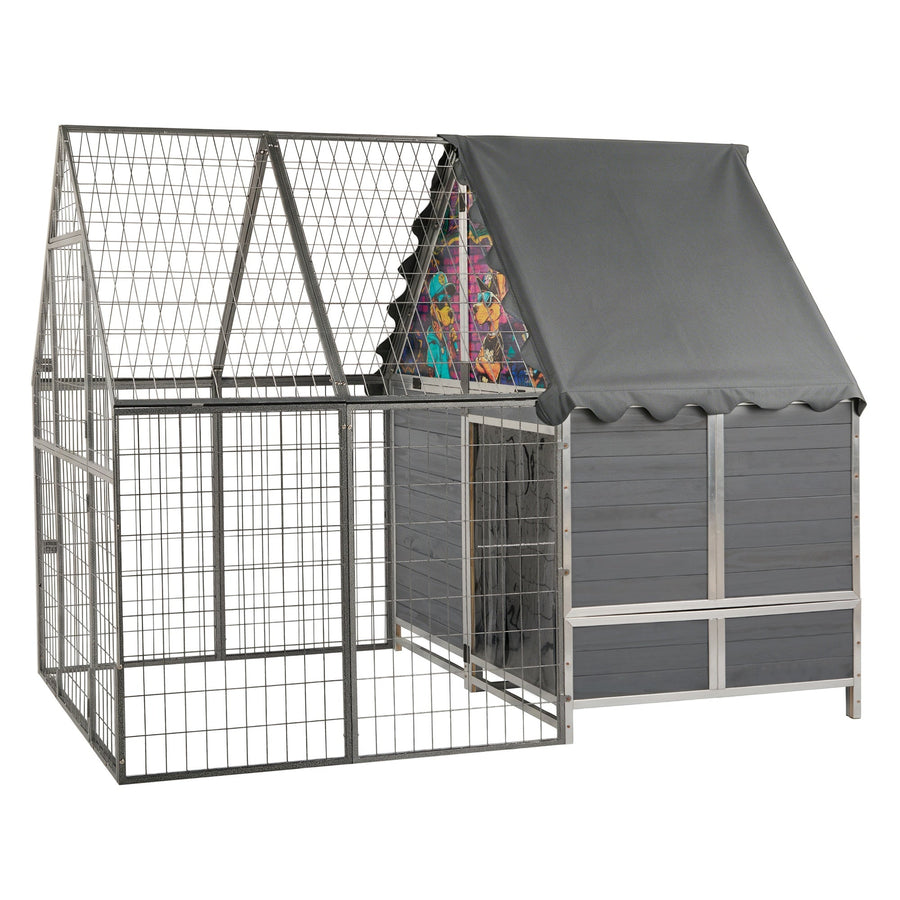 Coziwow 87"L 2-in-1 Metal Reinforced Wooden Outdoor Dog Kennel
