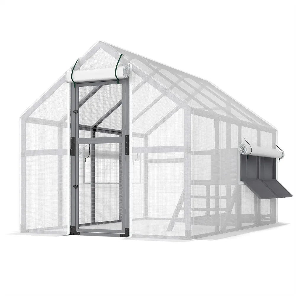 Coziwow 108"L Super-Large Outdoor Wooden Chicken Coop - Gray
