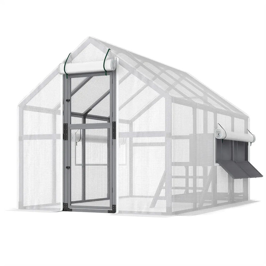 Coziwow 108"L Super-Large Outdoor Wooden Chicken Coop - Gray