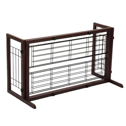 Coziwow 38"-71" Detachable Wooden Pet Gate with Wire Mesh - Brown
