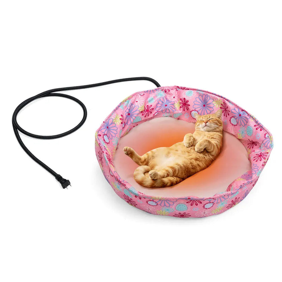 Coziwow 20.4"L Heated Round Cat Bed with Chew-Resistant Cord