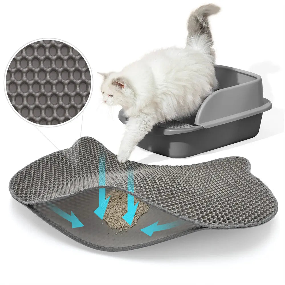 Coziwow 27.05"L x 18.9"W Cat Head 2-Layer Cat Litter Mat
