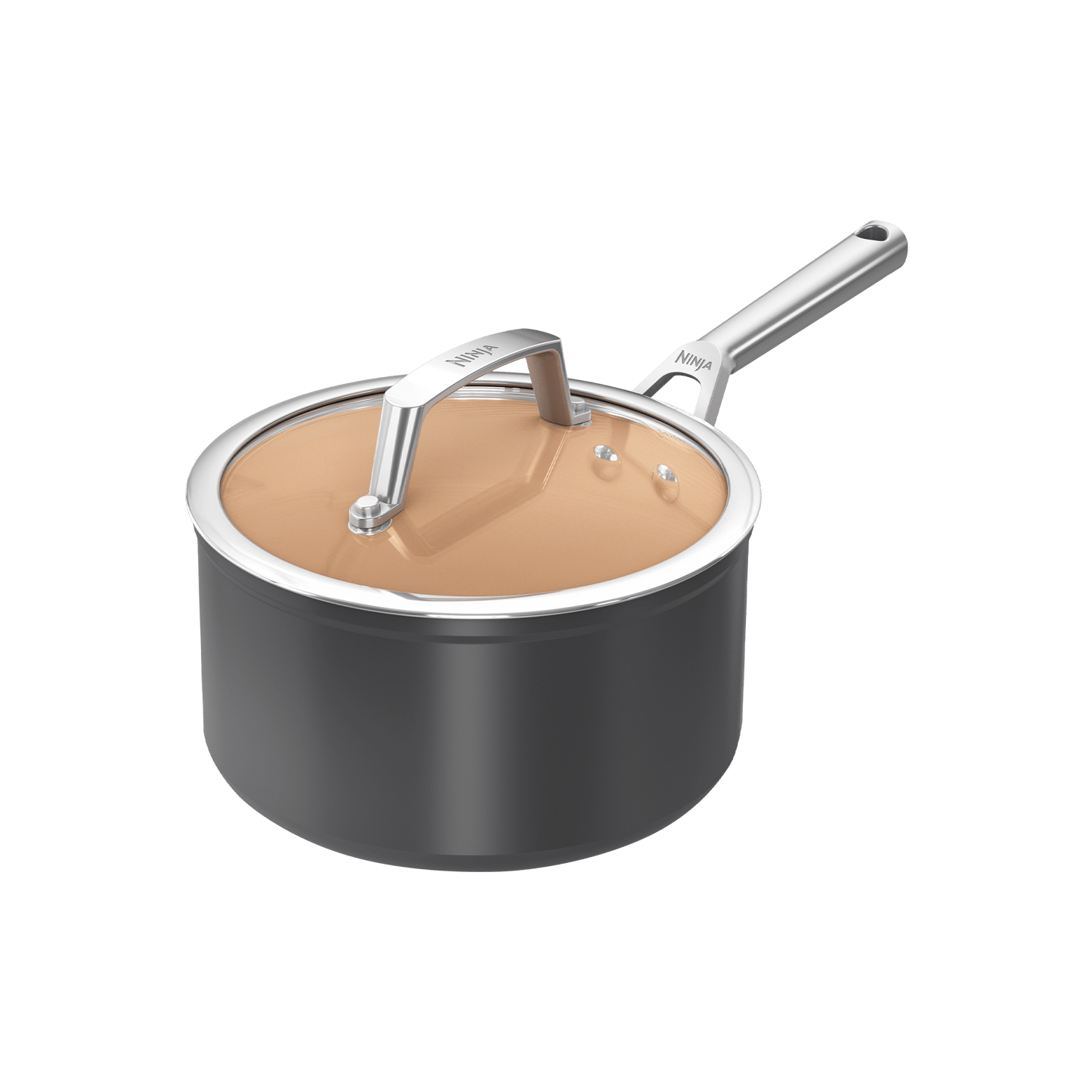 Ninja Extended Life Ceramic 18cm Saucepan in Terracotta/Grey | CW90218UK | by SharkNinja