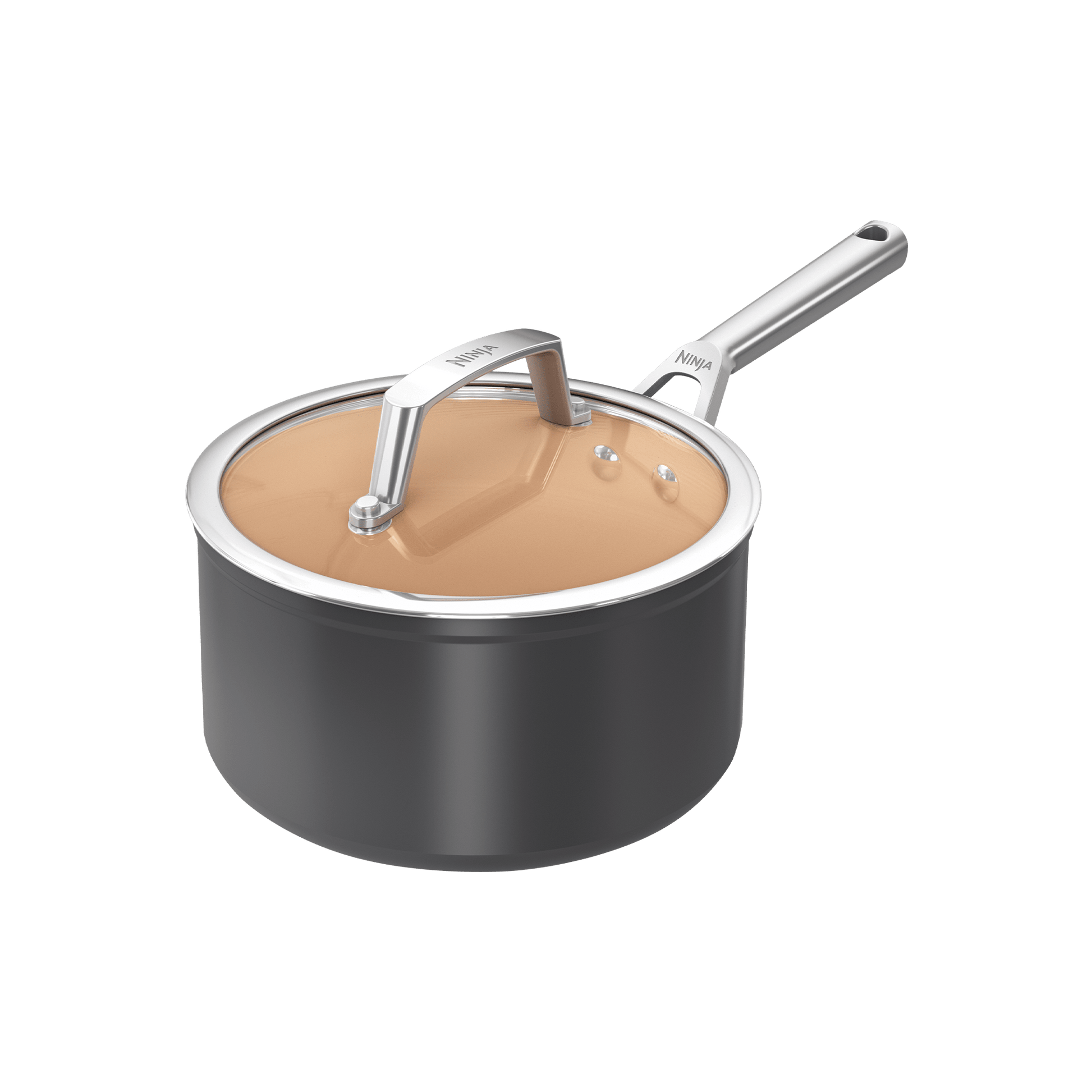 Ninja Extended Life Ceramic 18cm Saucepan in Terracotta/Grey | CW90218UK | by SharkNinja