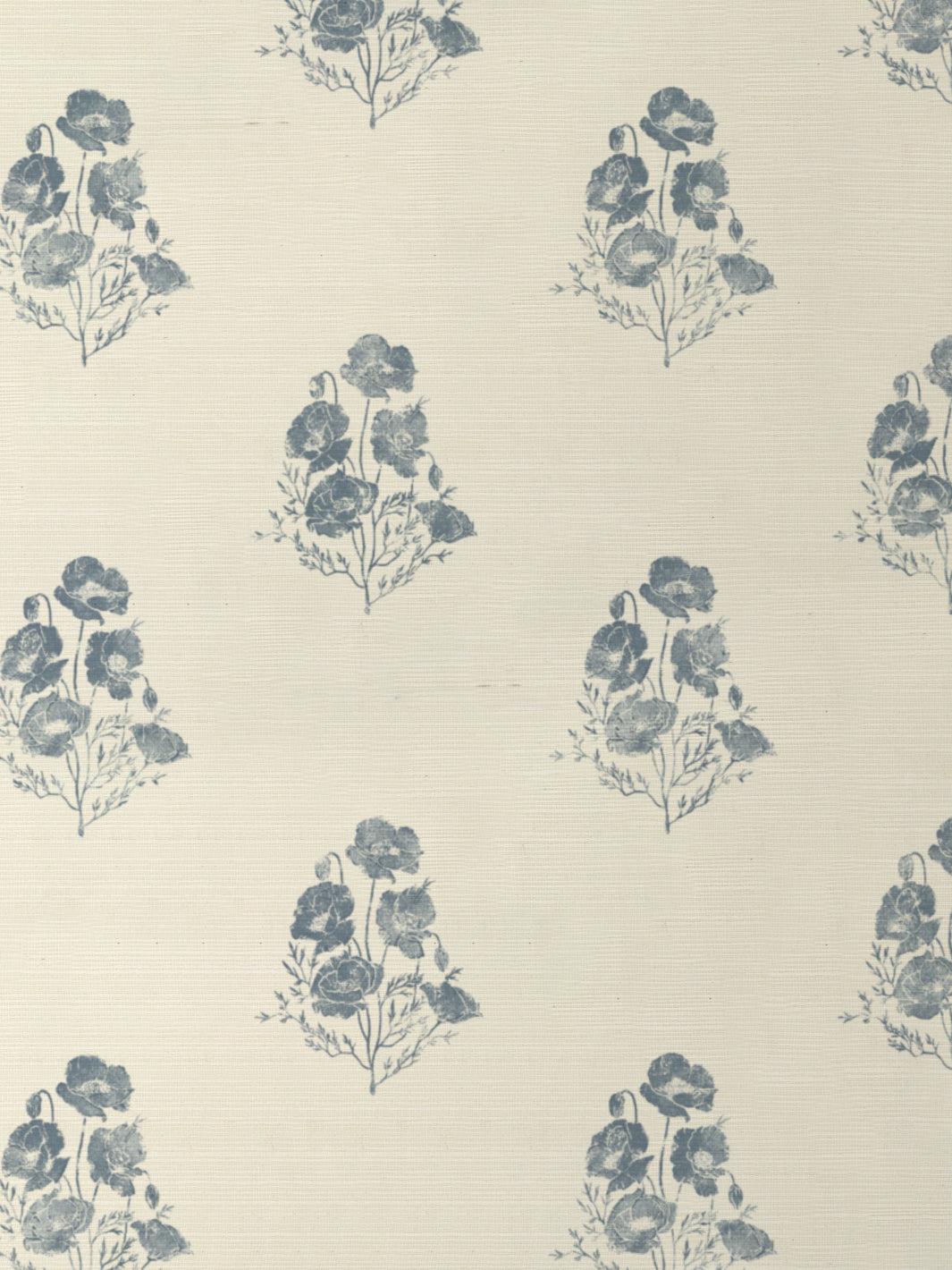 'California Poppy' Grasscloth Wallpaper by Nathan Turner - Blue - Grasscloth Roll