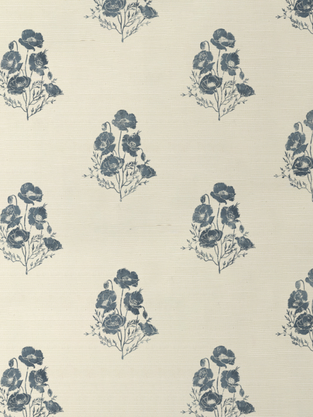 'California Poppy' Grasscloth Wallpaper by Nathan Turner - Darker Blue - Grasscloth Roll