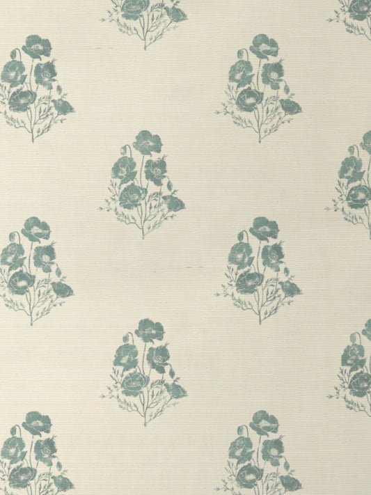 'California Poppy' Grasscloth Wallpaper by Nathan Turner - Seafoam - Grasscloth Roll