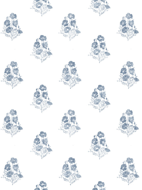 'California Poppy' Wallpaper by Nathan Turner - Blue - Removable / 26 in. x 4.5 ft.