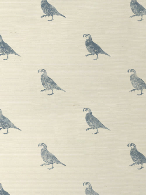 'California Quail' Grasscloth Wallpaper by Nathan Turner - Blue - Grasscloth Roll