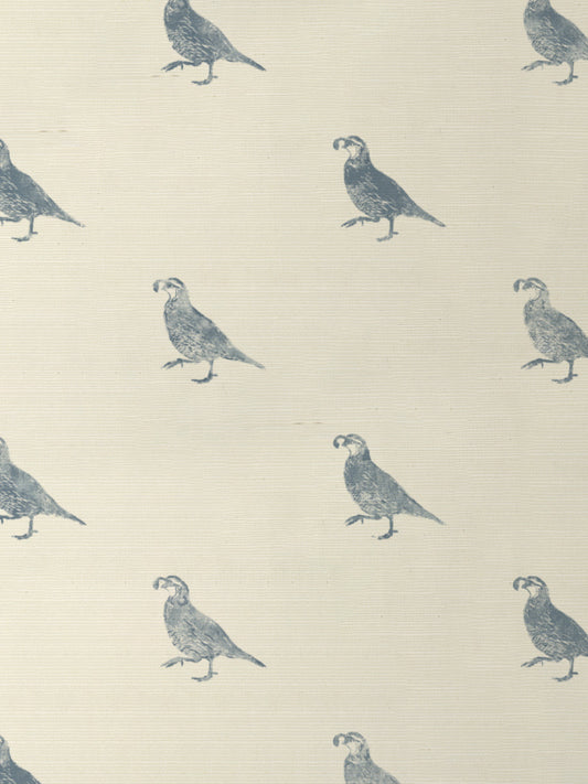 'California Quail' Grasscloth Wallpaper by Nathan Turner - Blue - Grasscloth Roll