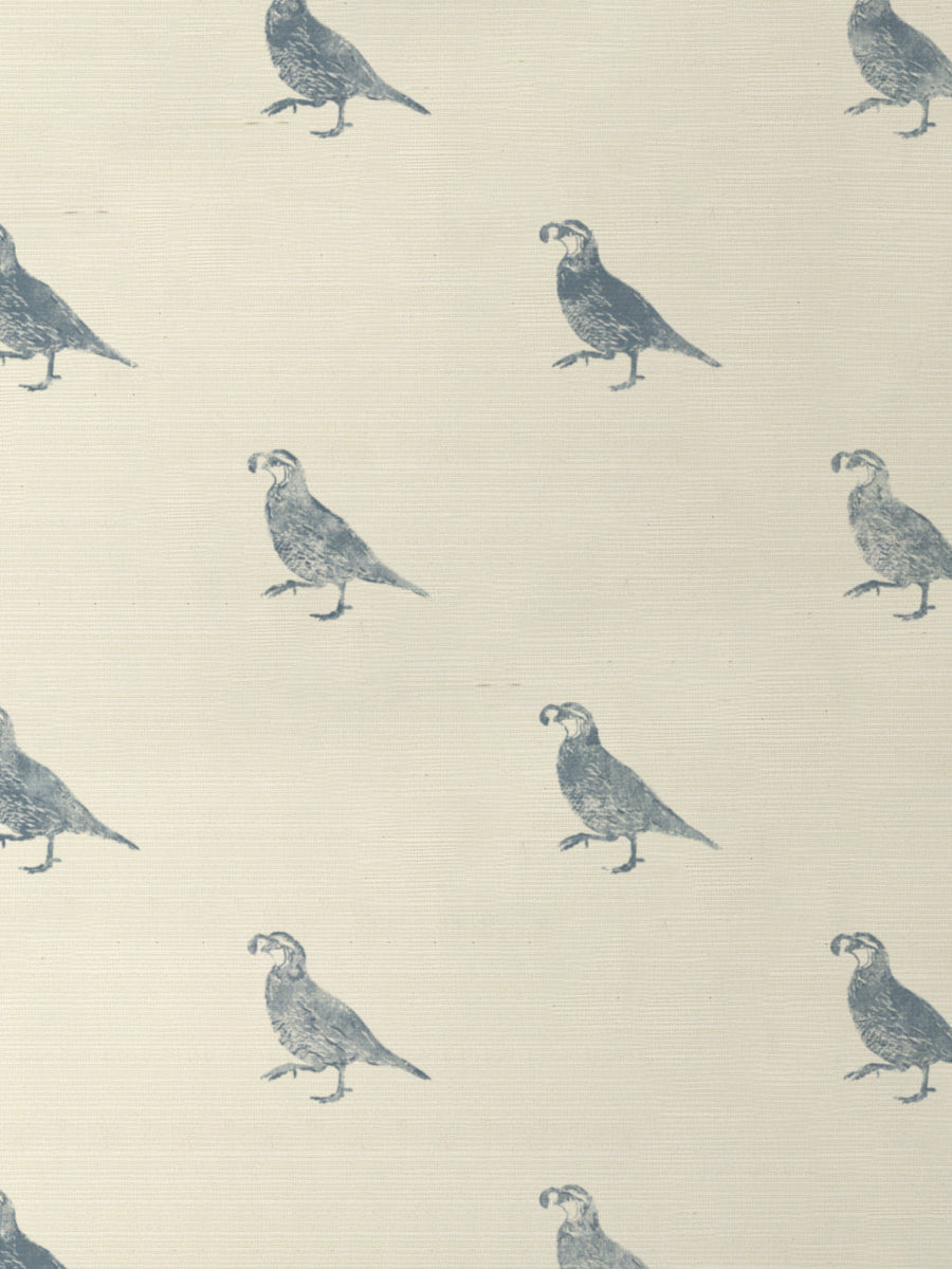 'California Quail' Grasscloth Wallpaper by Nathan Turner - Blue - Grasscloth Roll