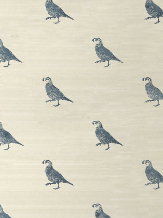 'California Quail' Grasscloth Wallpaper by Nathan Turner - Darker Blue - Grasscloth Roll