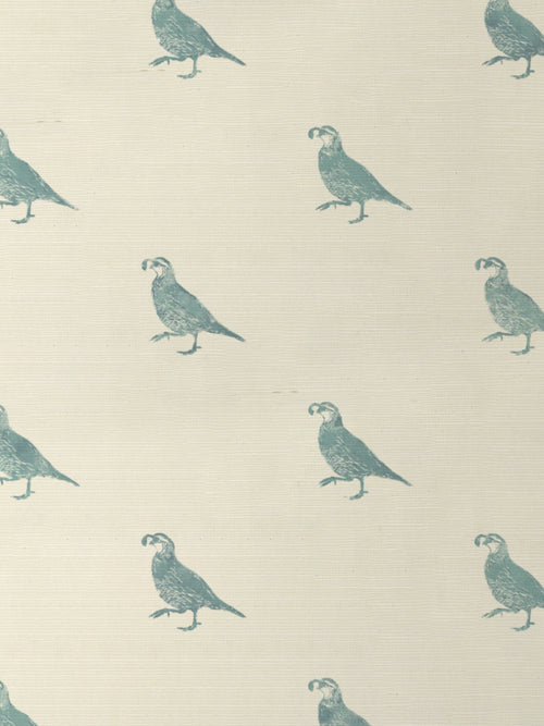 'California Quail' Grasscloth Wallpaper by Nathan Turner - Seafoam - Grasscloth Roll - Sample
