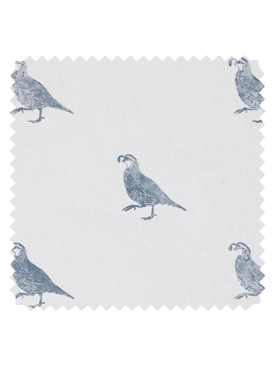 California Quail' Linen Fabric by Nathan Turner - Blue - LINEN / YARD