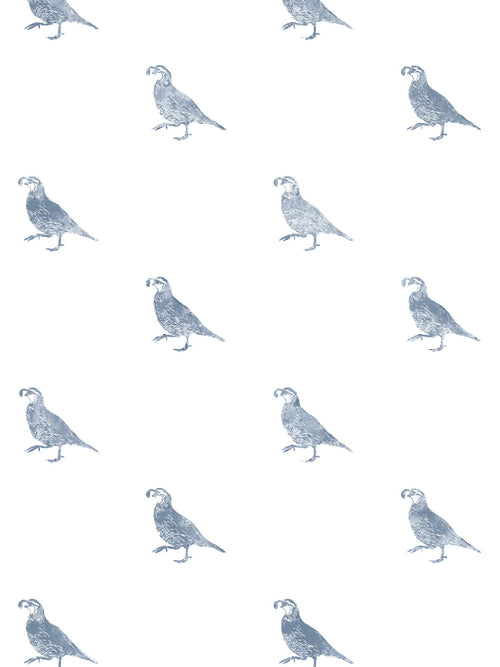 'California Quail' Wallpaper by Nathan Turner - Blue - Removable / 26 in. x 4.5 ft.