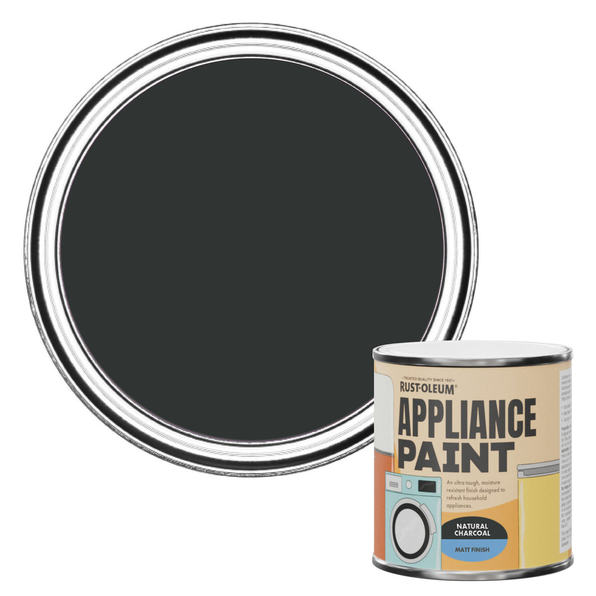 Rust-Oleum Black Matt Appliance Paint - Natural Charcoal 250ml