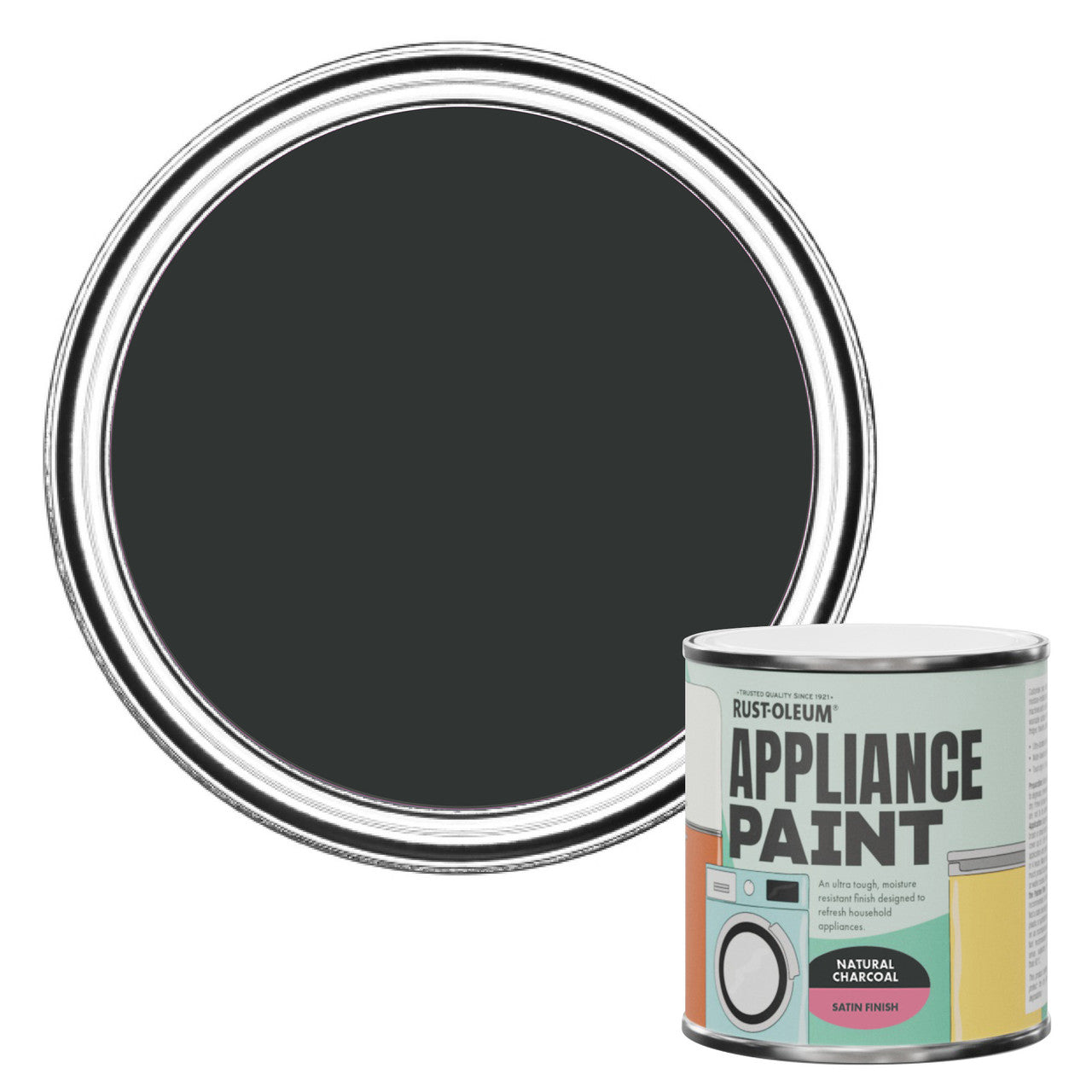 Rust-Oleum Black Satin Appliance Paint - Natural Charcoal 250ml