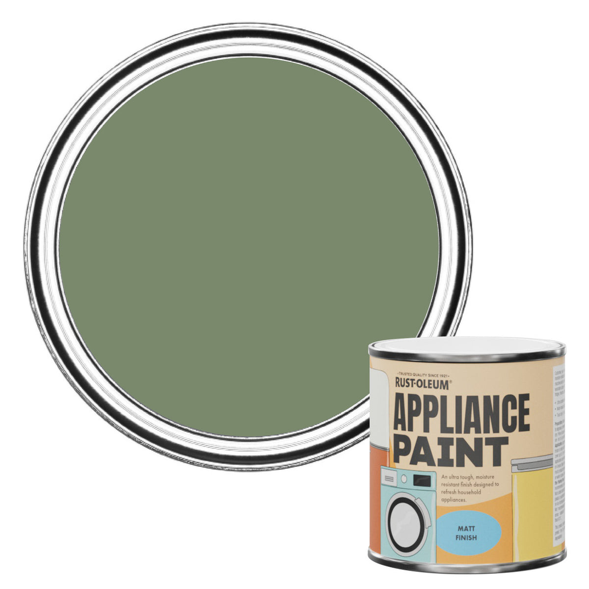 Rust-Oleum Green Matt Appliance Paint - All Green 250ml