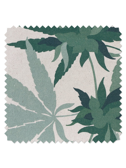 'Cannabis' Raw Canvas Fabric by Nathan Turner - Natural on Raw Canvas - RAW CANVAS / YARD