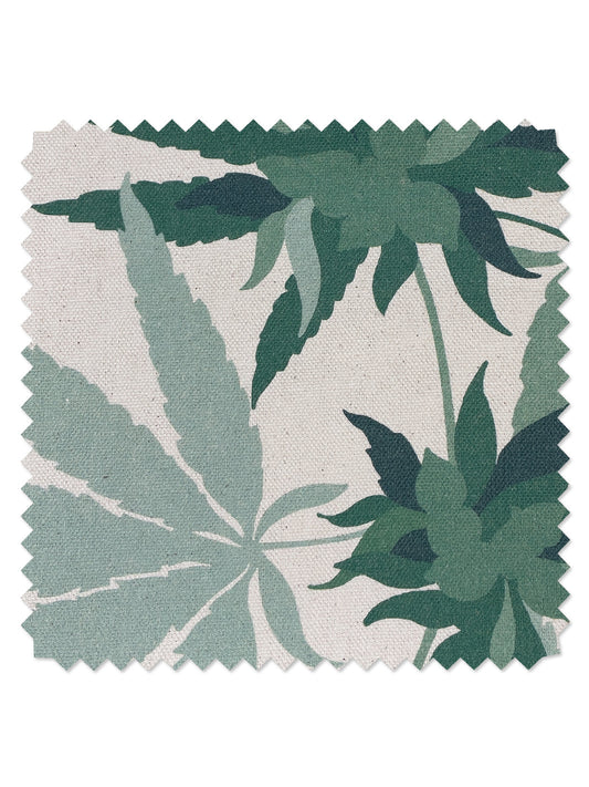 'Cannabis' Raw Canvas Fabric by Nathan Turner - Natural on Raw Canvas - RAW CANVAS / YARD