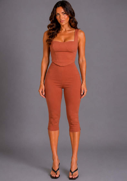Capri | Cropped Rust Trousers - 8 / rust