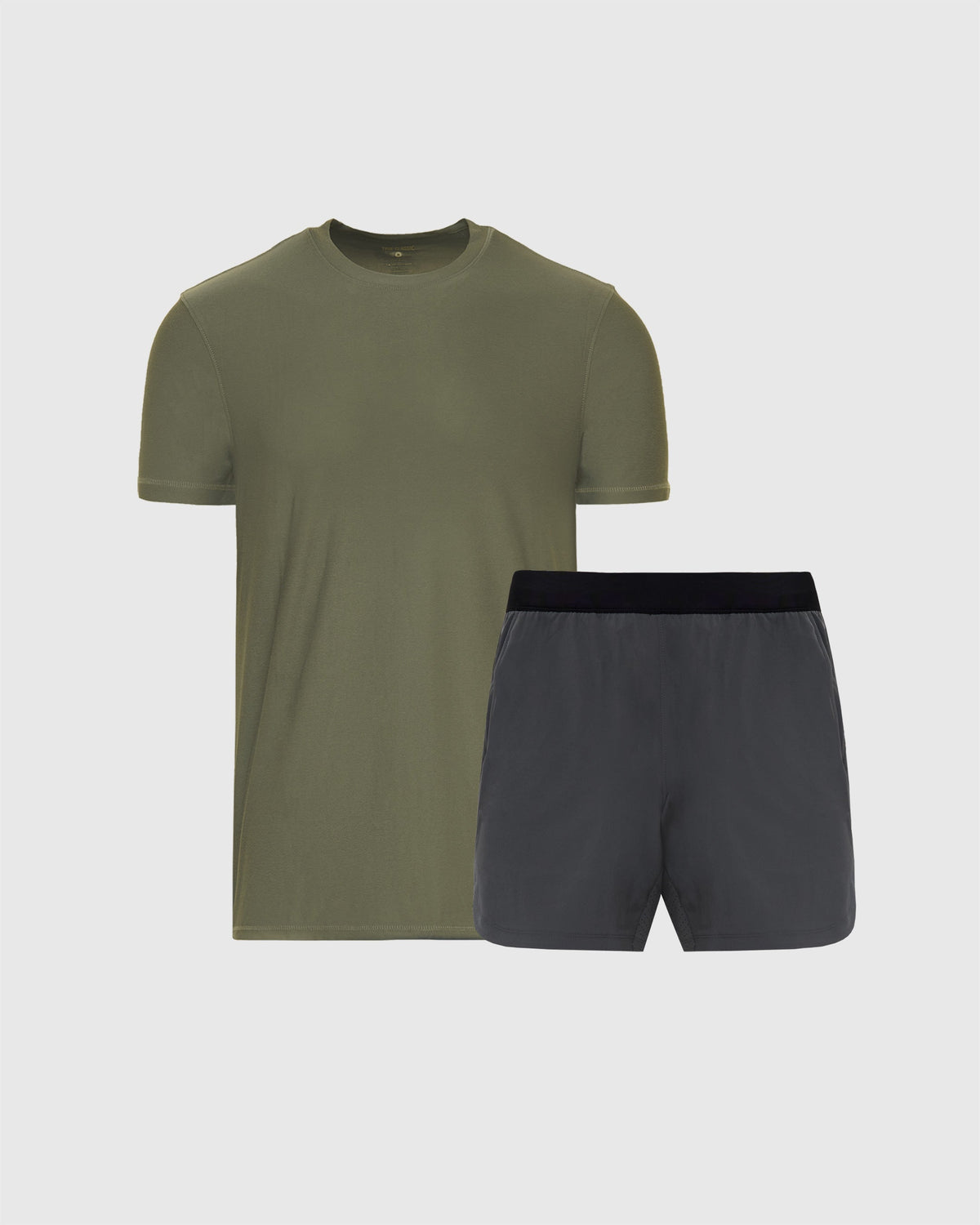 True Classic Carbon Gray Green Active Crew and Short 2-Pack | Cotton Blend | Athletic Cut | Medium