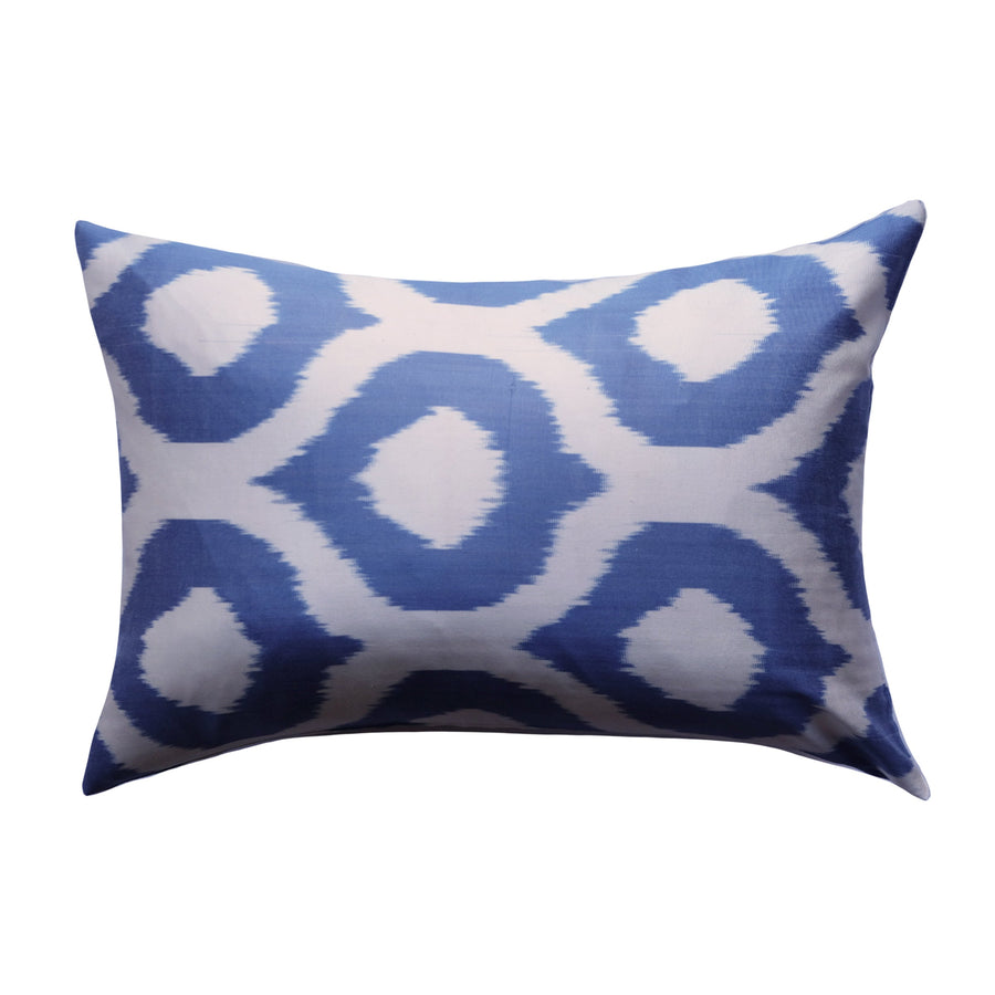 Cevaz Silk Ikat Lumbar Pillow - 16" x 24" / Blue
