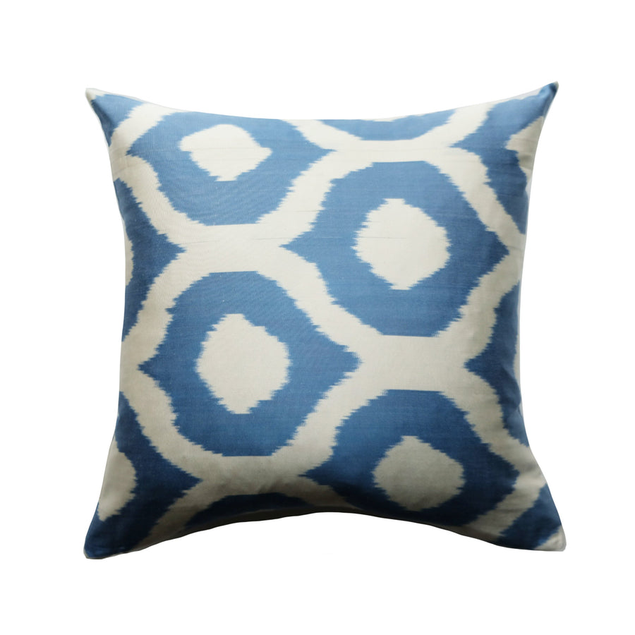 Cevaz Silk Ikat Pillow - 20" x 20" / Blue