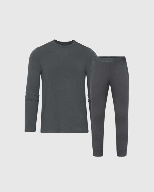 True Classic Charcoal Heather Gray Loungewear Long Sleeve T-Shirt And Jogger Pants Set | Small