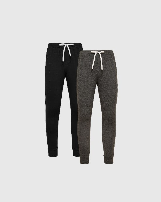 True Classic Black & Charcoal Heather Gray Active Training Jogger Pants 2-Pack | Cotton Blend | Athletic Cut | Small
