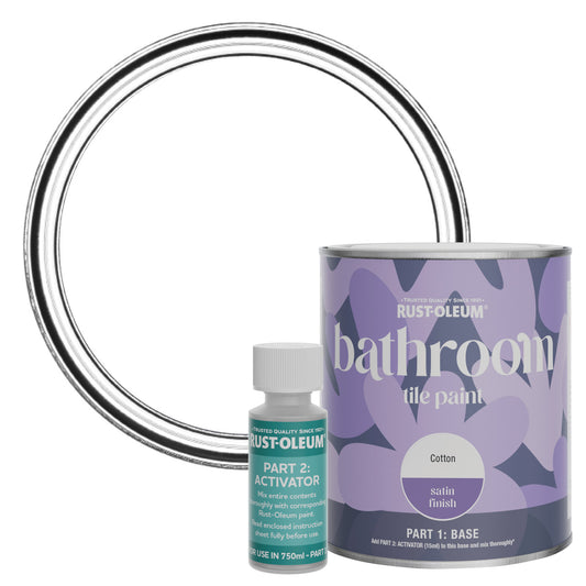 Rust-Oleum White Satin Bathroom Tile Paint - Cotton 750ml
