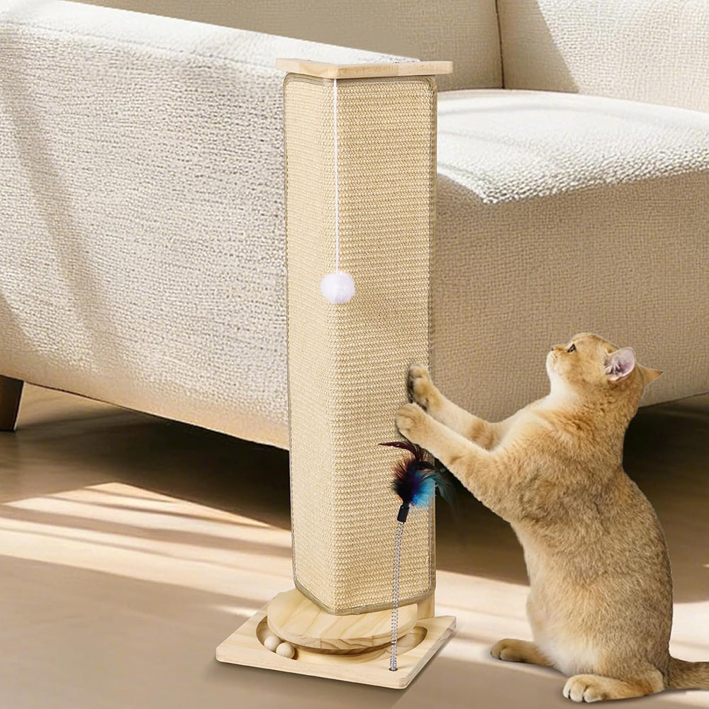 31'' Tall Cat Scratching Post with Interactive Ball Toys