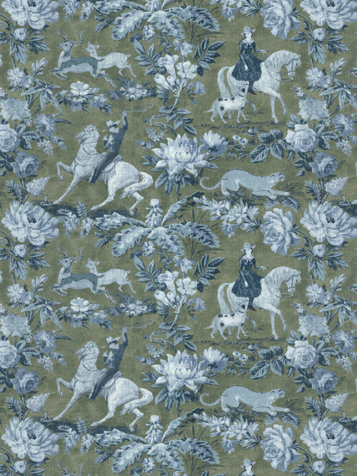 'Cowboy Toile' Wallpaper by Nathan Turner - Army Green - Removable / 26 in. x 4.5 ft.