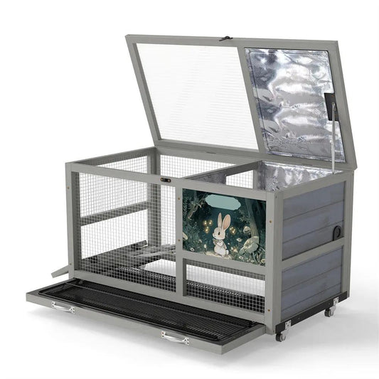 Coziwow 35"L Insulated Tiered Rabbit Cage - Gray