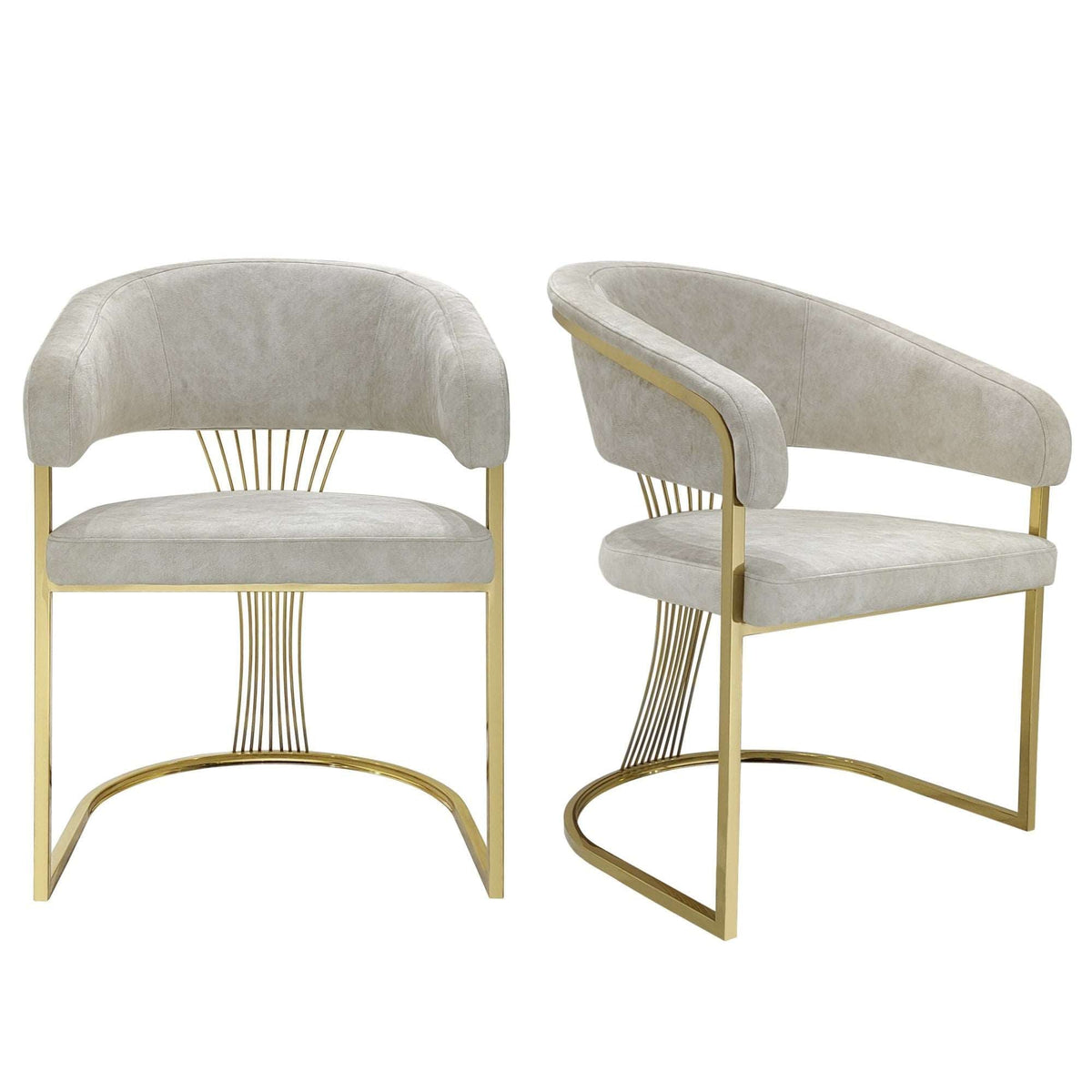 Portia Cream & Gold Frame Dining Chairs - Sold In Pairs - 6 Dining Chairs