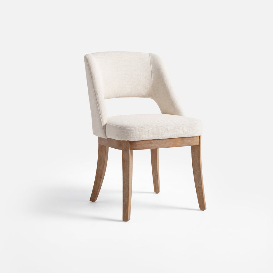 COLAMY ELVIA Upholstered Dining Chairs Set of 2 – Open Back Design - Beige / Set of 2