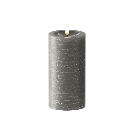 LED Blockkerzen Ø 7,5 x 15 cm Dunkelgrau