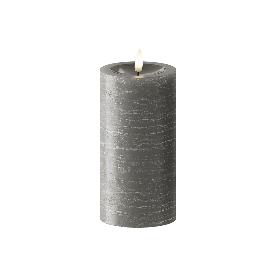 LED Blockkerzen Ø 7,5 x 15 cm Dunkelgrau