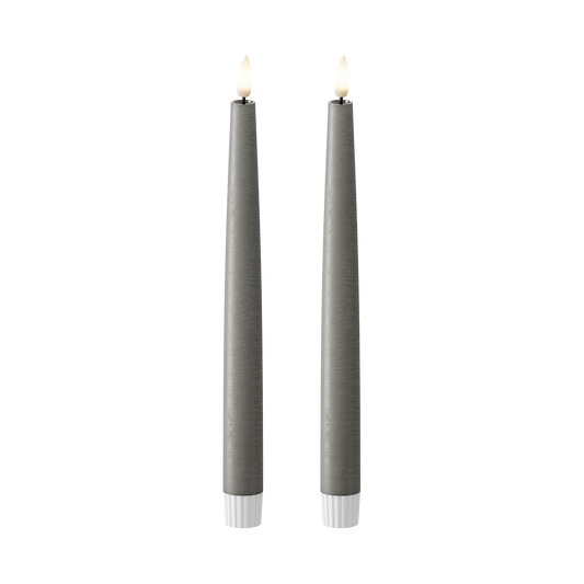 LED Stabkerzen 2 Stück, Ø 2,2 x 25 cm Dunkelgrau