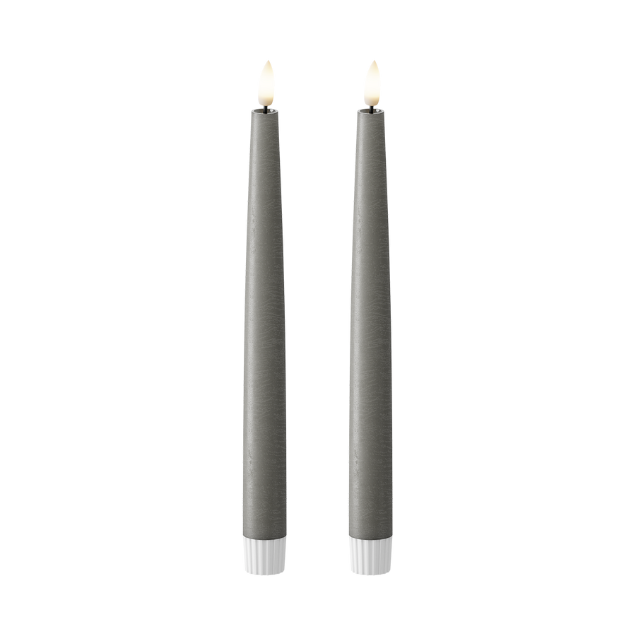 LED Stabkerzen 2 Stück, Ø 2,2 x 25 cm Dunkelgrau