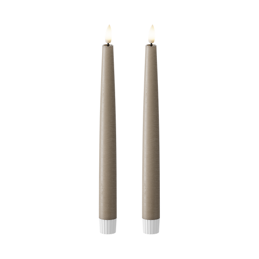 LED Stabkerzen 2 Stück, Ø 2,2 x 25 cm Mokka