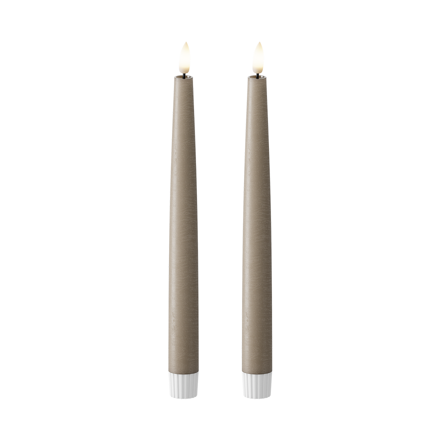 LED Stabkerzen 2 Stück, Ø 2,2 x 25 cm Mokka
