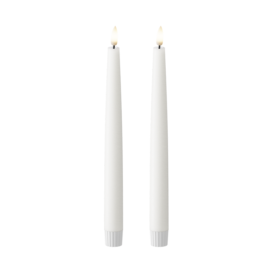 LED Stabkerzen 2 Stück, Ø 2,2 x 25 cm Weiß